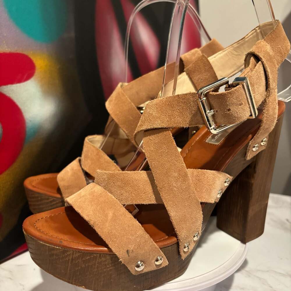 INC International Concepts Camira Suede Studded Platform Block Heel Sandals